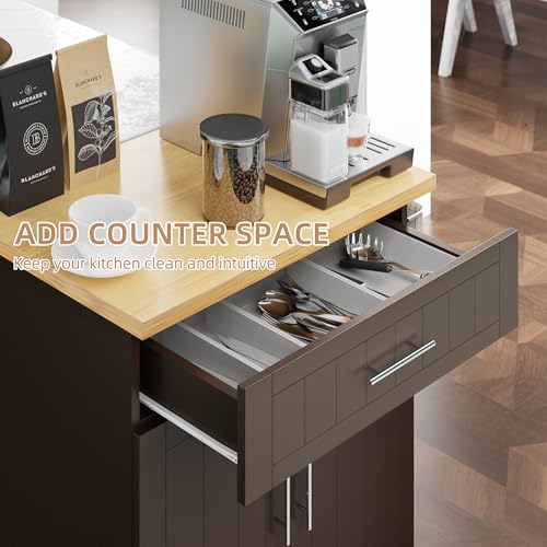 Shintenchi Kitchen Island Cart with Storage on Wheels, White V99091