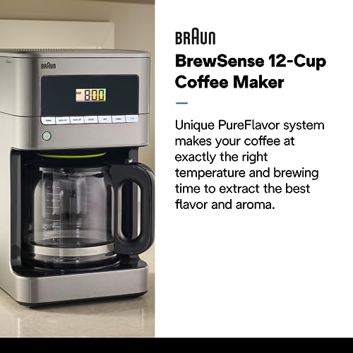 Braun BrewSense 12-Cup Drip Coffee Maker, Stainless Steel X2812