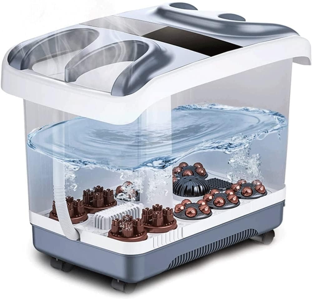 Foot Spa Bath Massager, Foot Spa Bath Massager with Heat, Bubble Jets and 6 Electric Long Massage Rollers, Pedicure Stone Soak Tub Home Bucket Heating Foot shiatsu-spa Machine Relax Foot Pressure