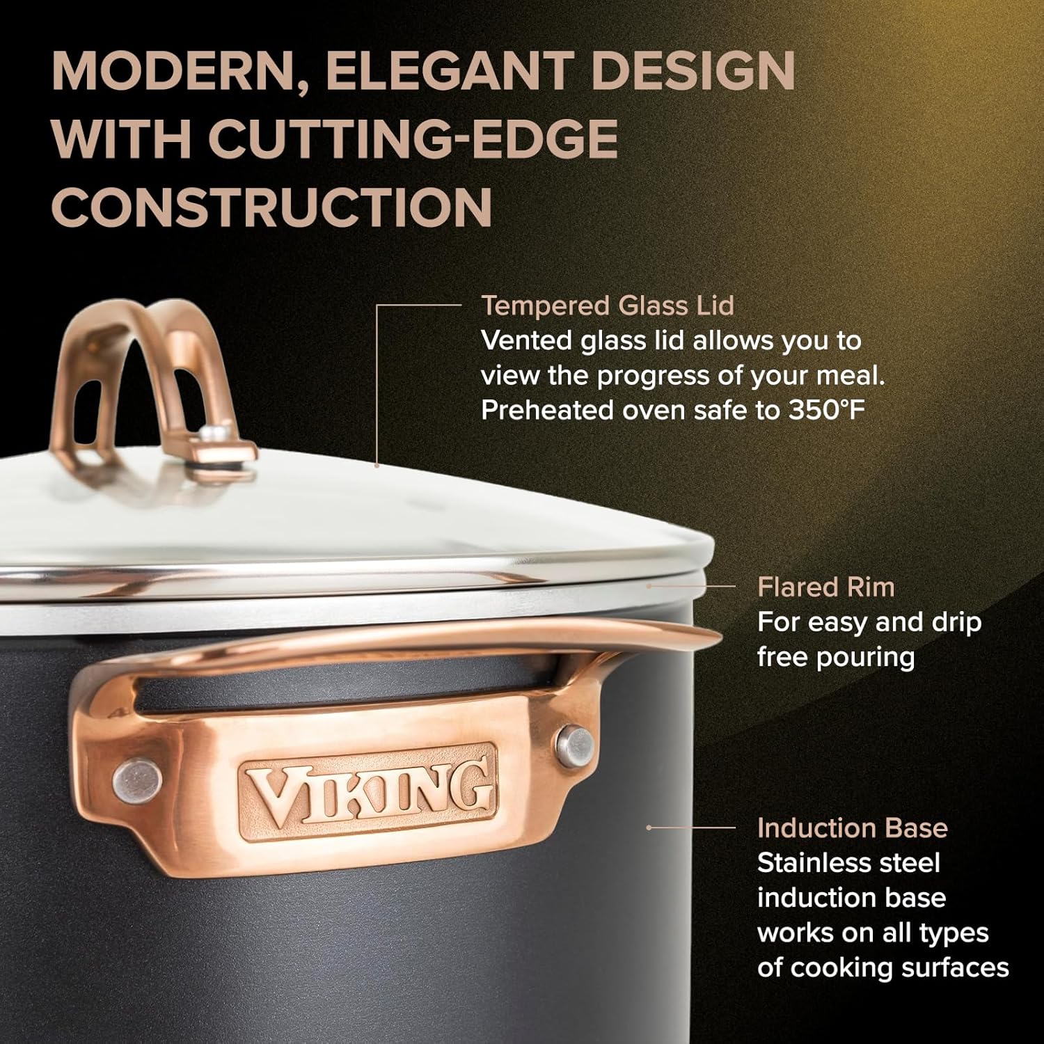Viking Culinary 3-Ply 11 Piece Cookware Set with Glass Lids U273958
