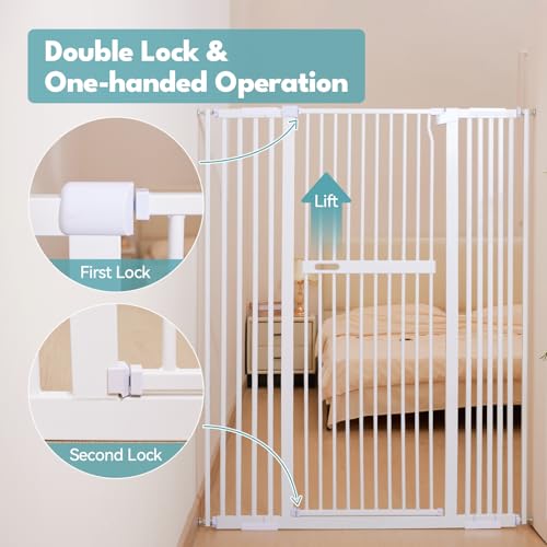 55.1" Extra Tall Pet Gate, Auto Close Metal Dog Gate for Doorways & Stairs, Black J32196