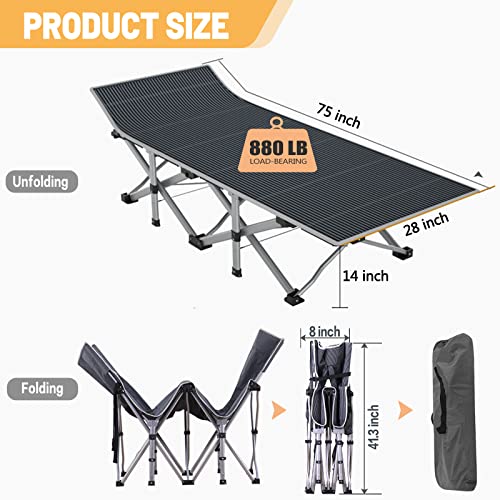 DoCred Folding Camping Cot with Mattress, 2 Pack, Heavy Duty for Adults, Portable with Carry Bag C814529