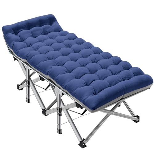 ABORON Folding Camping Cot with Mat for Adults, Heavy Duty Outdoor Bed with Carry Bag C211720