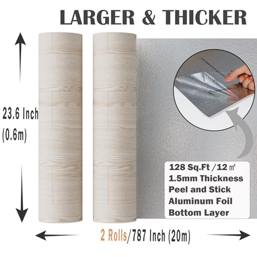 Oxdigi Peel and Stick Vinyl Flooring Roll 23"x393" Waterproof Wood Plank U1250