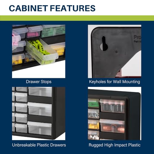 Akro-Mils 24-Drawer Plastic Storage Cabinet, Black I624065