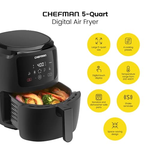 CHEFMAN 6 Quart Dual Basket Air Fryer Oven with Easy View Windows, Black G2845