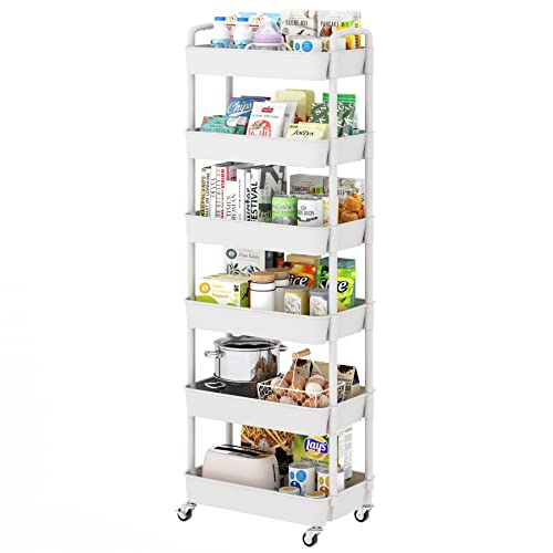Sywhitta 3-Tier Plastic Rolling Utility Cart with Handle, Black F220270