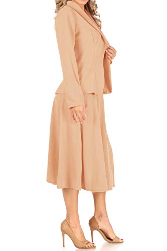 Women's Two Piece Long Sleeve Blazer and Midi Skirt Set C6828