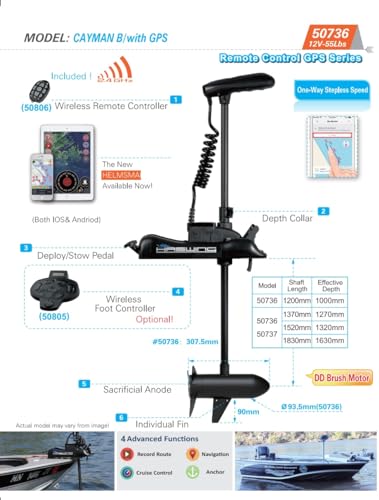 HASWING Boat Electric Trolling Motor 12V 55lbs GPS Bow Mount with Wireless Remote K439553