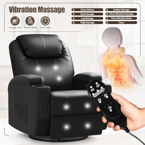JUMMICO Power Lift Recliner Chair with Massage for Elderly PU Leather Black Y337