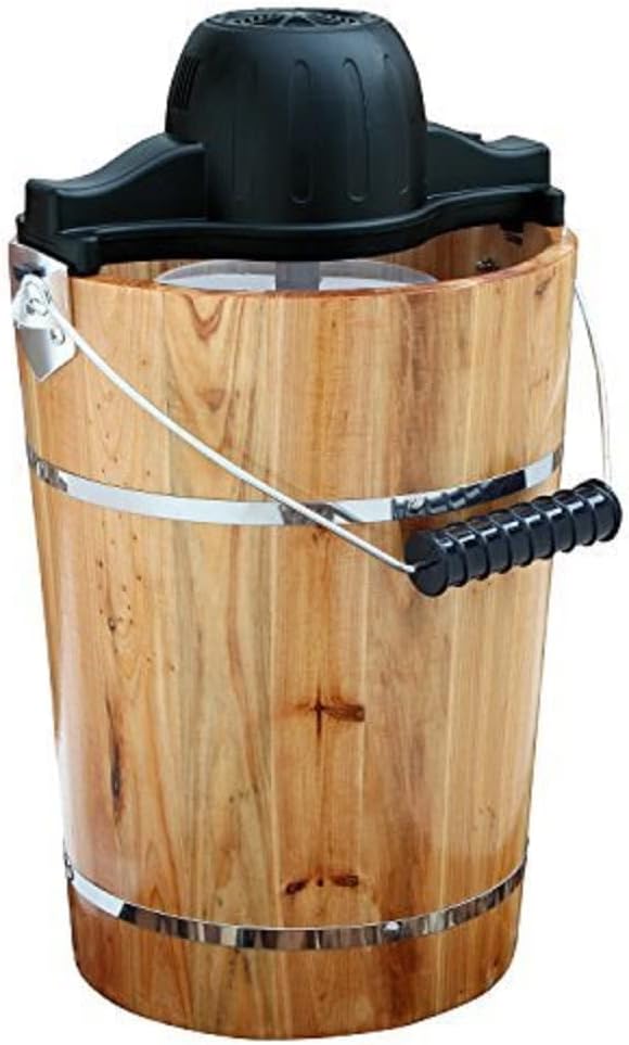 AMERIHOME ICM6C 6-Quart Old Fashion Ice Cream Maker,Brown
