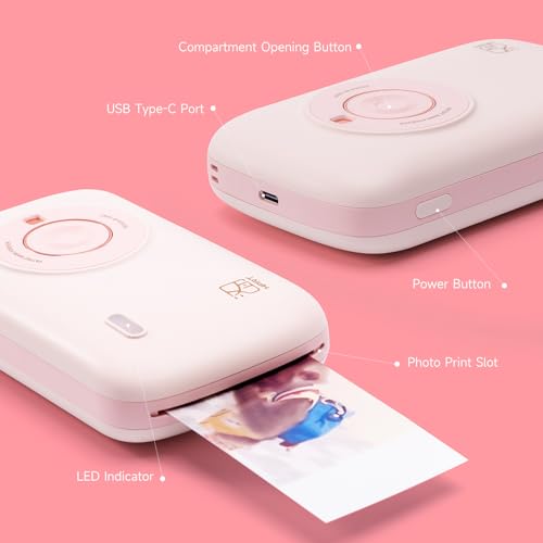 HPRT CP2100 Portable Mini Photo Printer for iPhone Smartphone Bluetooth (Pink) O272430