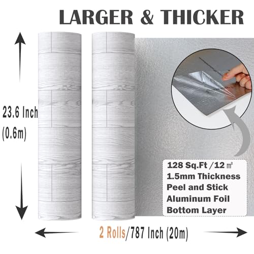 Oxdigi Peel and Stick Vinyl Flooring Roll 23"x393" Waterproof Wood Plank U1250