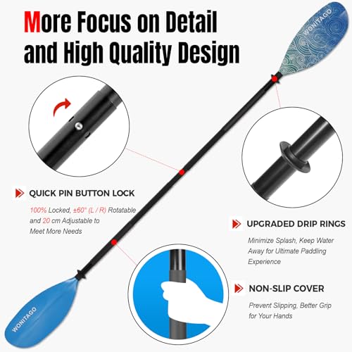 Kayak Paddles with Alloy Shaft and PP Blade, Adjustable 230-250 cm E1062