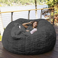 7ft Soft Fluffy Gigantic Bean Bag Giant Fur Bean Bag Chair for Adult (Cover ONLY, NO Filling ! ) Big Round BeanBag Lazy Sofa Bed Cover Bean Bag Bed Living Room Furniture ( Color : C )