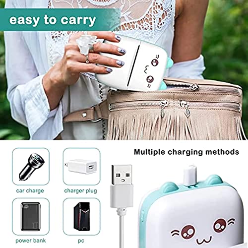 Portable Mini Thermal Photo Printer with 6 Rolls Paper (Blue) S725