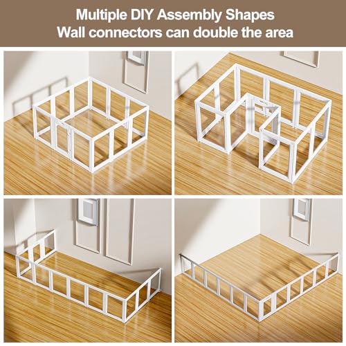 Transparent Dog Playpen with Wall Anchor, 23.6" H, 10 Panels, White N19944