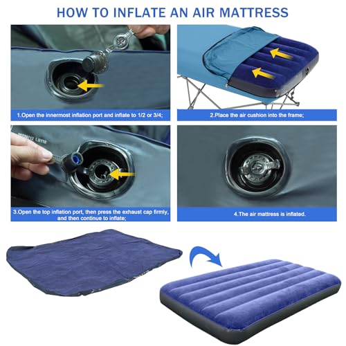 KAMPKEEPER Folding Camping Cot with Inflatable Air Mattress and Carry Bag M949