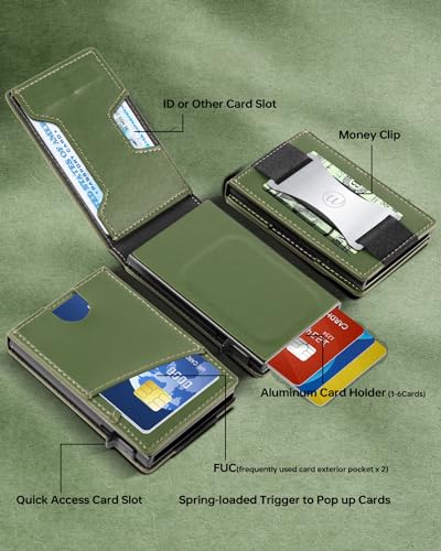 Slim Wallet Pop Up Card Holder for Men with RFID Blocking L945
