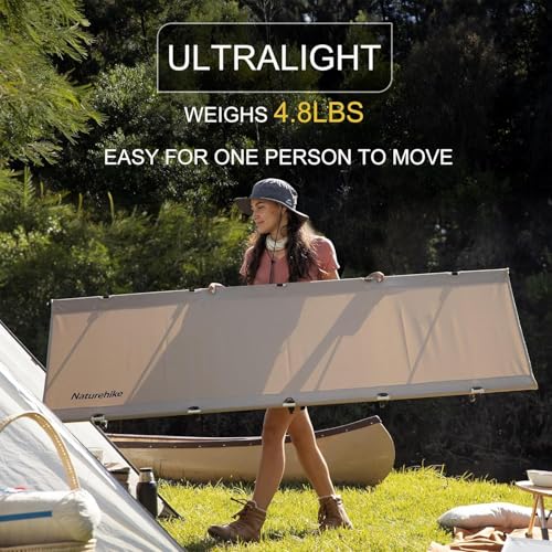 Naturehike GreenWild Ultralight Folding Camping Cot, Portable Bed for Adults, Black E2550