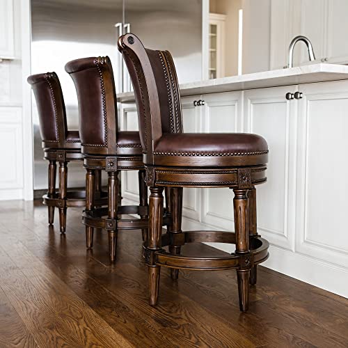 Maven Lane Pullman 26 Inch Counter Height Upholstered Barstool with Back, Set of 2 O936
