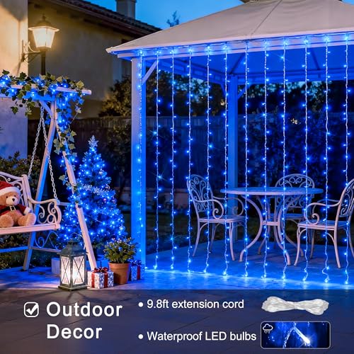 JMEXSUSS 300 LED Remote Control Christmas Curtain Lights, Warm White V64841