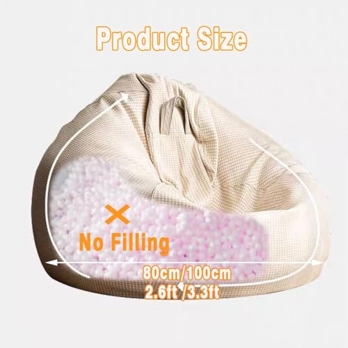 Bean Bag Chair Cover Only, Cotton Linen, 2.6ft, Off-White H749