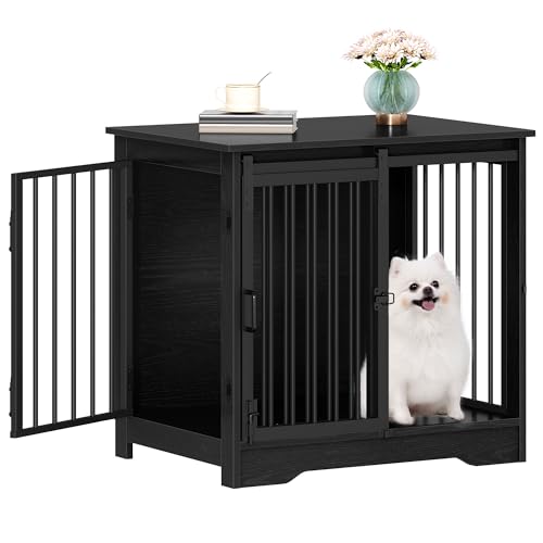 Dog Crate Furniture with Barn Door for Small Medium Dogs, Rustic Brown P911