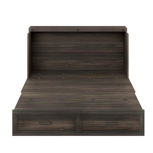 Murphy Cabinet Bed Frame with Charging Station, Full-Size Foldable Wall Bed Z526