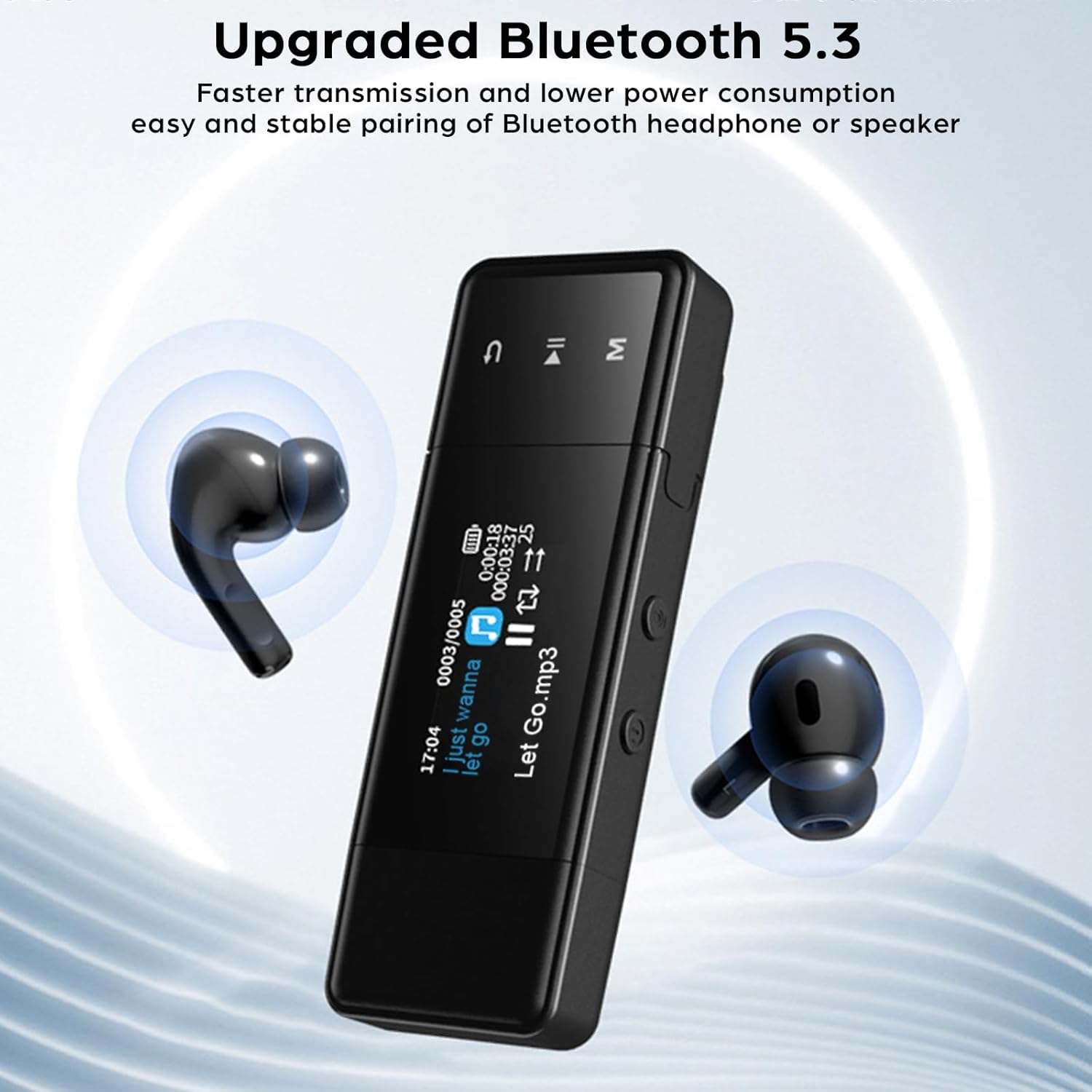 64GB Bluetooth MP3 Player with Clip, USB & Type-C, Black C768969