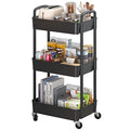 Sywhitta 3-Tier Plastic Rolling Utility Cart with Handle, Black F220270