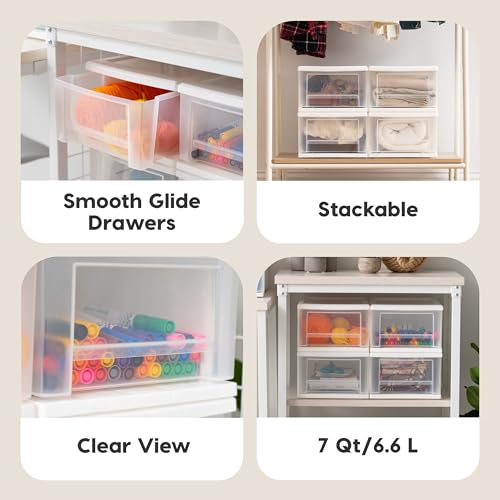 IRIS USA 17 Qt Plastic Drawer Storage Organizer, 4-Pack, White T2447