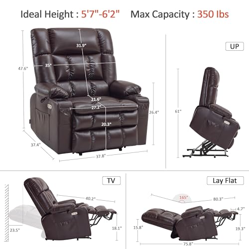 MCombo Dual Motor Power Lift Recliner Chair for Elderly with Heat and Massage, Black E570141