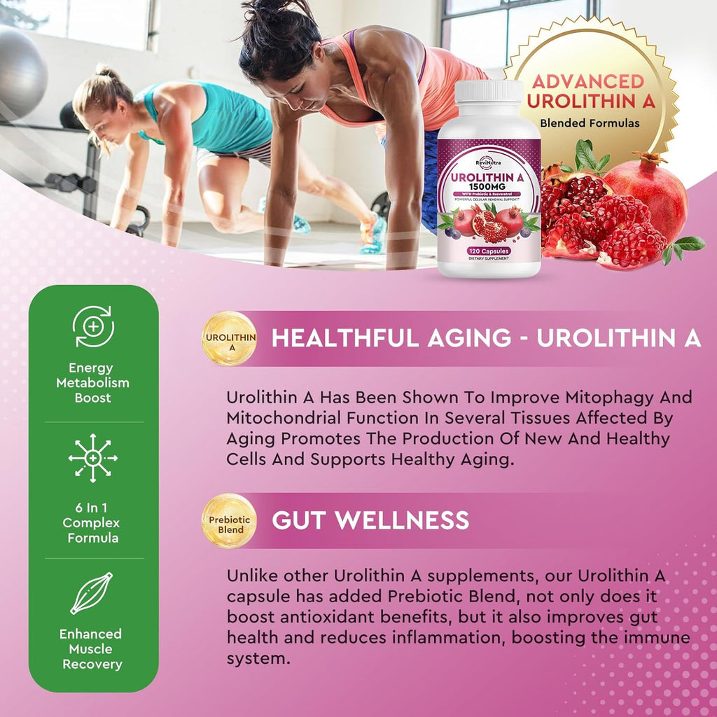 Urolithin A Supplement 1000 mg with Trans-Resveratrol, 120 Capsules B265186