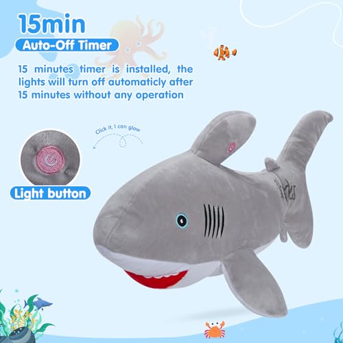 BSTAOFY 20'' Light Up Shark Stuffed Animal Glow Plush Toy I17161