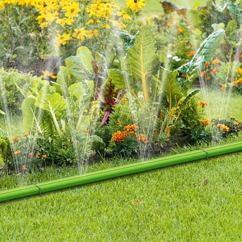 Flat Soaker Hose 50ft with Stakes for Garden Lawn Irrigation V83113