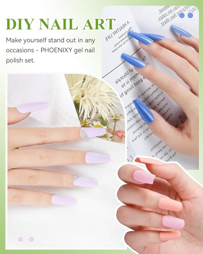 Phoenixy Gel Nail Polish Kit with UV LED Light, 40 Colors, Base & Top Coat H227876
