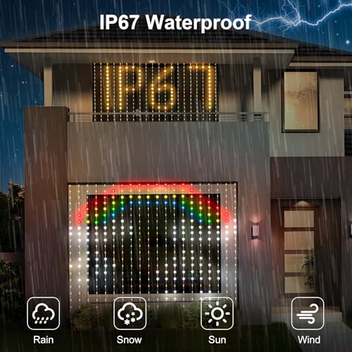 Smart Curtain Lights 400 LED Plug in with App & Remote V800