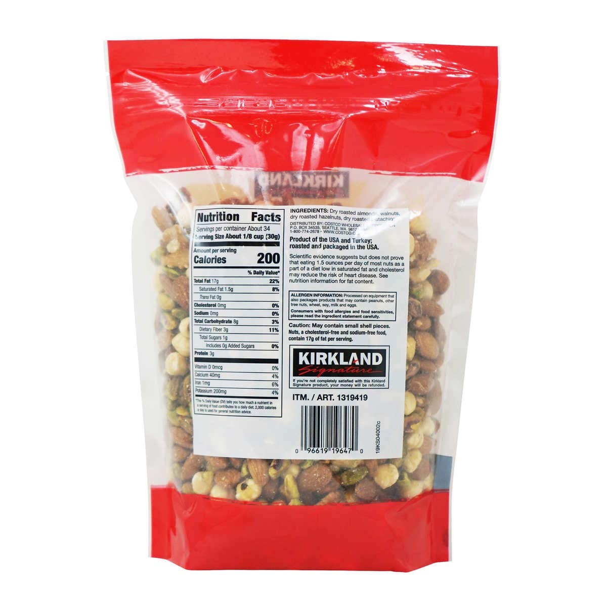 KIRKLAND SIGNATURE Heart Healthy Mixed Nuts, 36 Ounce Y100