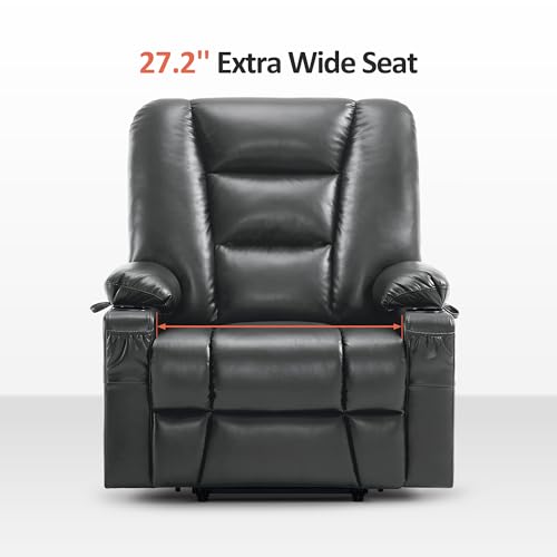 MCombo Small Power Lift Recliner Chair with Massage and Heat, Faux Leather, Dark Brown E441