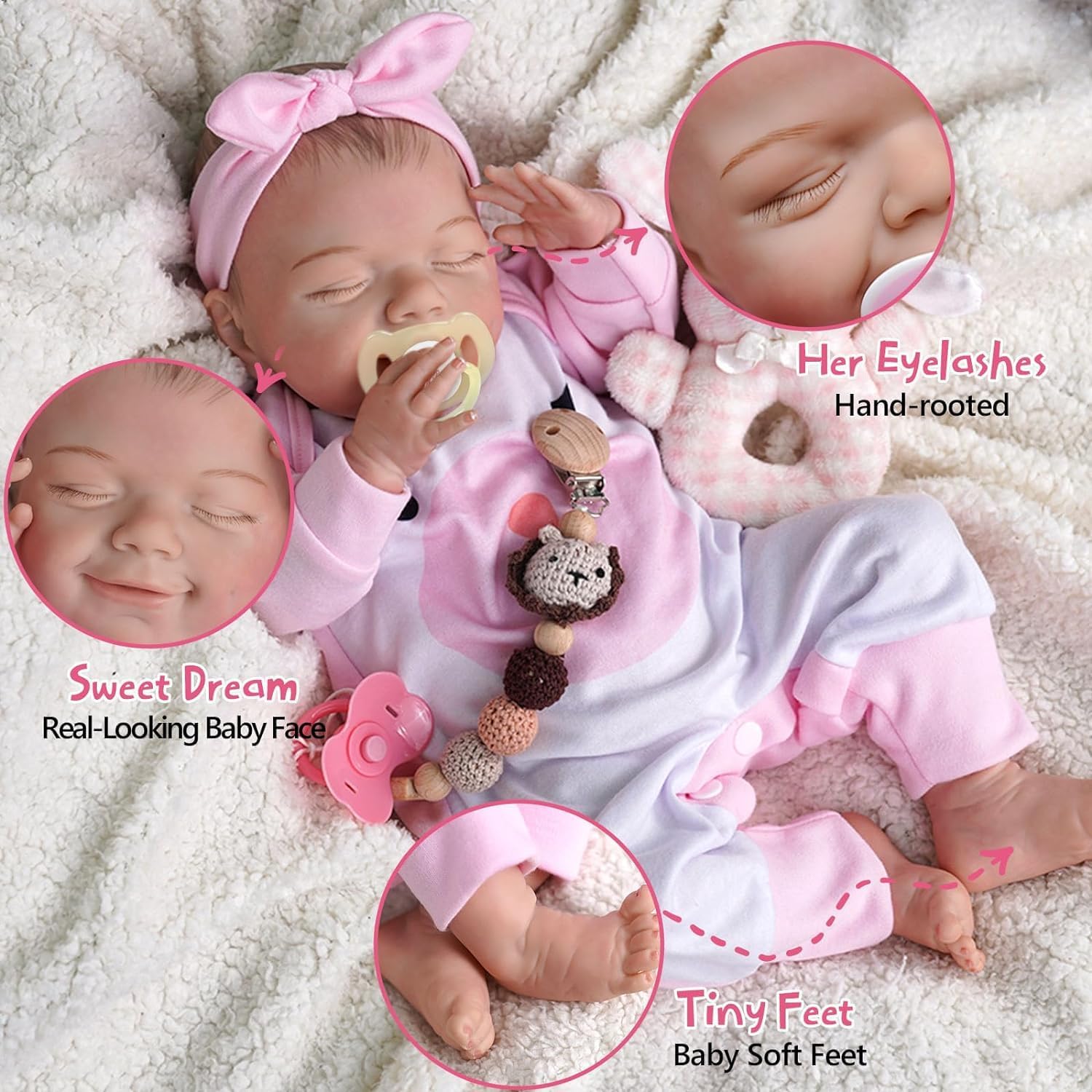 BABESIDE Realistic 20 Inch Soft Body Newborn Baby Doll with Clothes and Accessories R63664