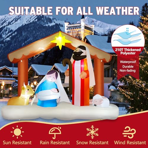 Danxilu 14FT Giant Christmas Inflatables Santa Claus with Wreath Built-in LED Lights M702884