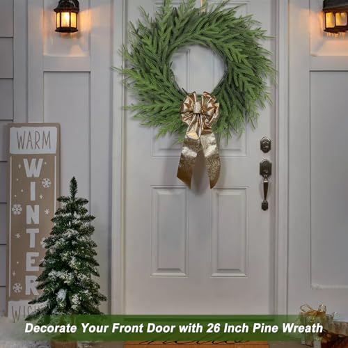 Artgar 26 Inch Pine Wreath for Front Door Christmas Decor T2410