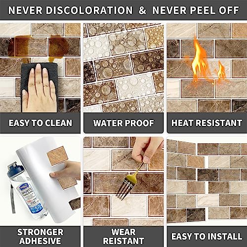 URCOLOR 12"x12" Peel and Stick Backsplash for Kitchen Bathroom, Gray Marble A31070
