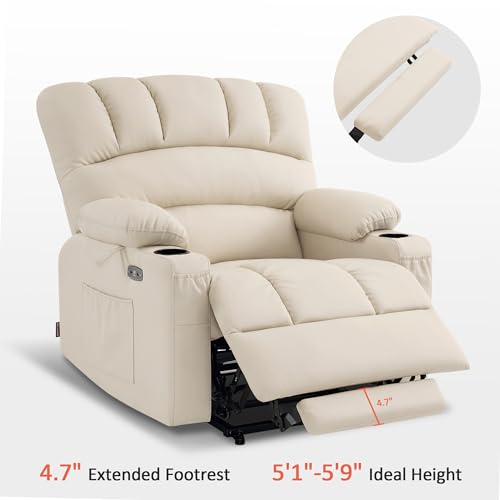 MCombo Oversized Power Lift Recliner Chair for Elderly with Heat and Massage, Faux Leather, Dark Brown N537