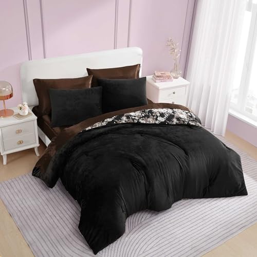 Betsey Johnson Full/Queen Velvet Comforter Set with Shams, Floral, Oeko-Tex Certified H481896
