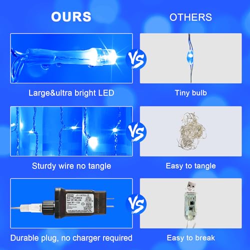 JMEXSUSS 300 LED Remote Control Christmas Curtain Lights, Warm White V64841