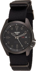 SEIKO Men's 5 Sports Stainless Steel Automatic Watch with Nylon Strap, Black, 22 (Model: SRPE69)