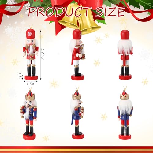 Jetec 10 Pcs Christmas Nutcracker Wooden Hanging Ornaments 5 Inch U816355