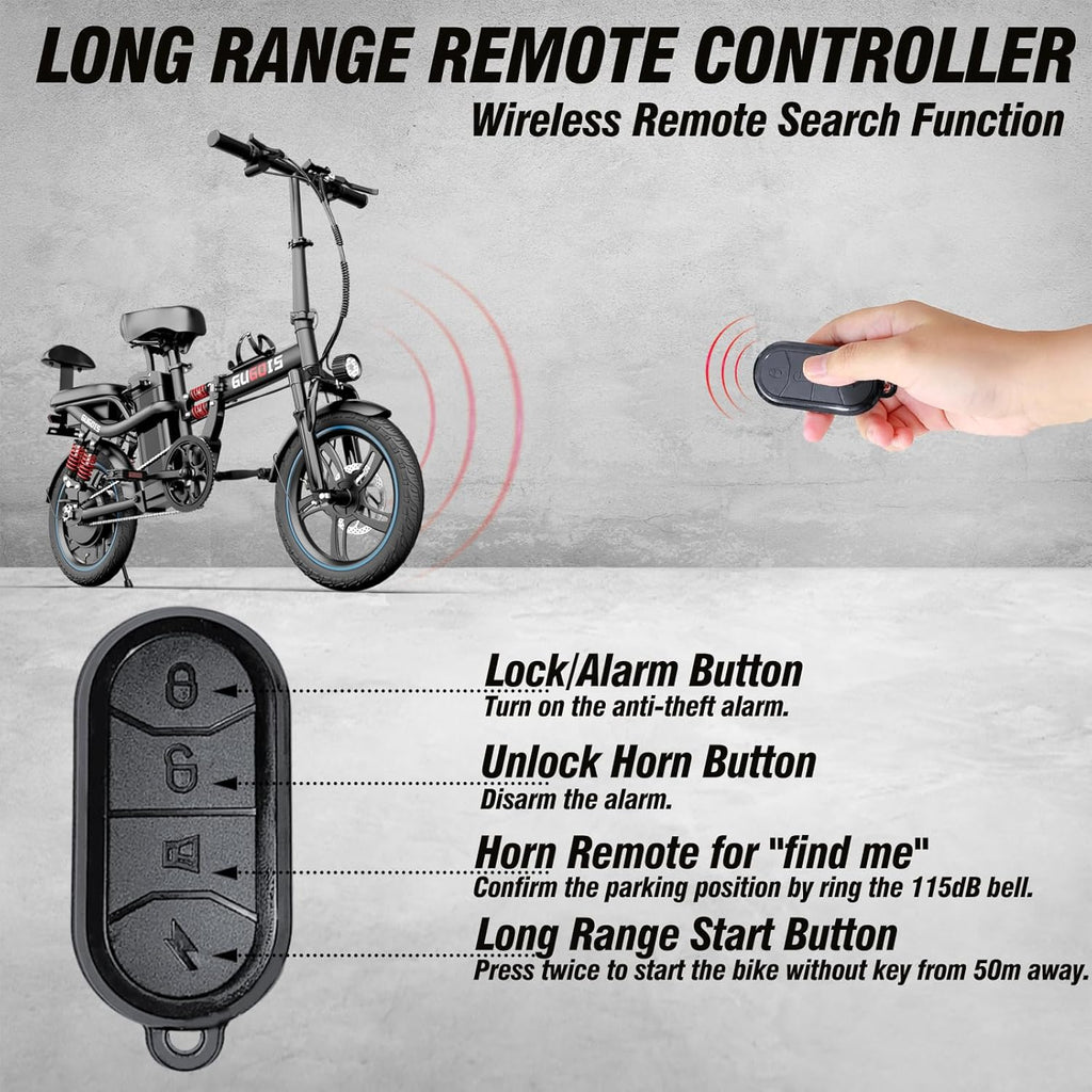 16" Full Suspension Electric Bike for Adults, 500W Motor, 48V 15Ah Removable Battery G49992